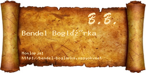 Bendel Boglárka névjegykártya